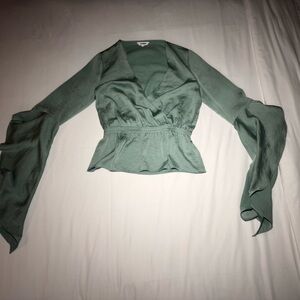 Express Sage Green Wrap Top size small women's